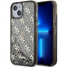 2Telefono Dėklas Case Guess iPhone 14 6.1" Juodas hardcase Liquid Glitter 4G Transculent GNZ022