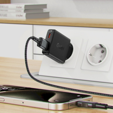 Acefast A69 PD 30W GaN USB-A USB-C wall Įkroviklis  - Juodas 4