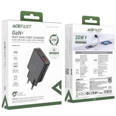 Acefast A69 PD 30W GaN USB-A USB-C wall Įkroviklis  - Juodas 6