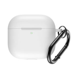 Airpods 4 silikoninis dėklas su karabinu - baltas