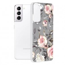 Akcija!  Dėklas skirtas Samsung Galaxy S21 5G - Techsuit Marble Series - Bloom of Ruth Pilkas QWR492