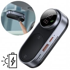 Akcija! FM Moduliatorius Baseus solar car wireless MP3 music player Bluetooth 5.0 750mAh (TF card / USB / AUX) Juodas