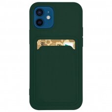 Akcija! Iphone 13 Pro dėklas Card Case silicone wallet žalias