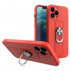 Akcija! Iphone 11 dėklas su žiedu Ring case raudonas