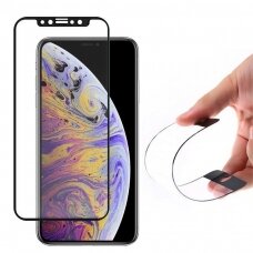 Akcija! iPhone 12 pro max GRŪDINTO STIKLO EKRANO APSAUGA Wozinsky Nano Flexible Glass juodais kraštais