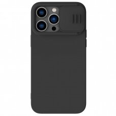 Akcija! Iphone 14 Pro dėklas su kameros dangteliu Nillkin CamShield Magnetic Silicone juodas MagSafe