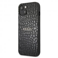 Akcija! iPhone 13 mini Originalus GUESS dėklas GUHCP13SPCRBBK juodas Croco Strap kolekcija