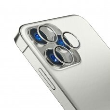 Akcija! iPhone 13 Pro/ 13 Pro Max kameros apsauga 3MK LENS PRO sidabriniais kraštais
