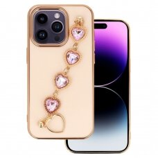 Akcija! Iphone 14 Pro dėklas Trend Case Rožinis-auksiniais kraštais D2D