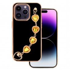 Akcija! Iphone 14 Pro dėklas Trend Case Juodas-auksiniais kraštais D2D