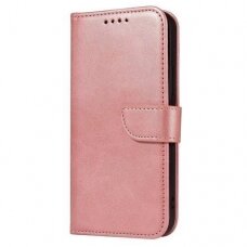 Akcija! Samsung Galaxy A12 Atverčiamas Dėklas Magnet Case elegant rožinė