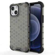 Akcija! iPhone 13 mini dėklas Honeycomb armor TPU Bumper juodas-permatomas