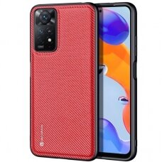 Akcija! Xiaomi Redmi Note 11 Pro dėklas Dux ducis Fino dengtas austu nailonu raudonas