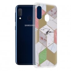 Akcija! Dėklas skirtas Samsung Galaxy A20e - Techsuit Marble Series - Violetinis Hex