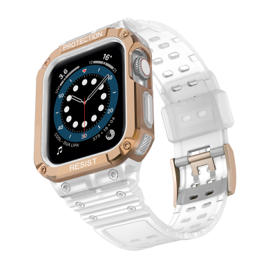 Akcija! Apyrankė Protect Strap Band for Watch 9 / 8 / 7 / 6 / 5 / 4 / 3 / 2 / SE (45 / 44 / 42mm) Rožinė- auksinė 1