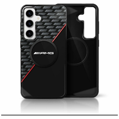 AMG Double Layer Rhombs MagSafe Dėklas skirtas Samsung Galaxy S25 - Juodas/Raudonas