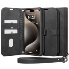 Apsauginis dėklas Spigen Wallet S Pro case skirta iPhone 15 Pro - Juodas