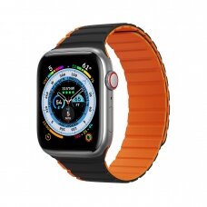 Apyrankė Dux Ducis Magnetic Apple Watch SE, 9, 8, 7, 6, 5, 4, 3, 2, 1 (41, 40, 38mm) (LD Version) - Juoda/Oranžinė