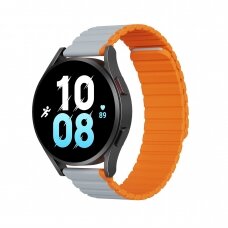 Apyrankė Dux Ducis Universal Magnetic Strap Samsung Galaxy Watch 3 45mm / S3 / Huawei Watch Ultimate / GT3 SE 46mm (22mm LD Version) - Pilka/Oranžinė