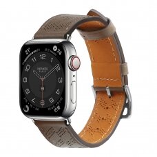 Apyrankė Leather strap for Apple Watch 9, Ultra, SE, 8, 7, 6, 5, 4, 3, 2, 1 (49, 45, 44, 42 mm) Ruda