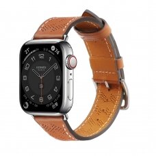 Apyrankė Leather strap for Apple Watch Ultra, SE, 8, 7, 6, 5, 4, 3, 2, 1 (49, 45, 44, 42 mm) Ruda