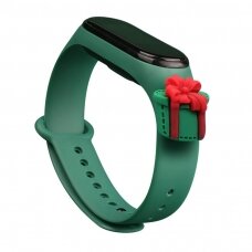 Apyrankės dirželis Strap Xmas Xiaomi Mi Band 4 / Mi Band 3 Christmas holidays žalias (green present)