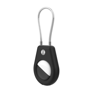 Apple AirTag dėklas su plienine virvele - juodas + baltas (2 vnt.) 1