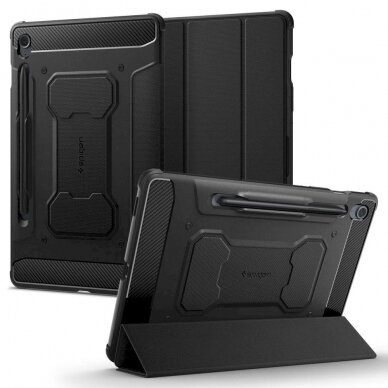 Apsauginis dėklas Spigen Rugged Armor Pro case skirta Samsung Galaxy Tab S9 FE 10.9&#39 &#39  X510 / X516B - Juodas