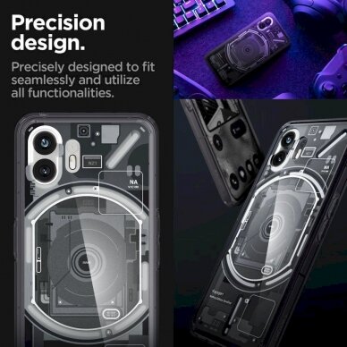 Apsauginis dėklas Spigen Ultra Hybrid case skirta Nothing Phone 2 - pilkos spalvos ir Juodas 11