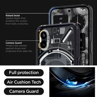 Apsauginis dėklas Spigen Ultra Hybrid case skirta Nothing Phone 2 - pilkos spalvos ir Juodas 12