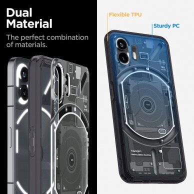Apsauginis dėklas Spigen Ultra Hybrid case skirta Nothing Phone 2 - pilkos spalvos ir Juodas 13