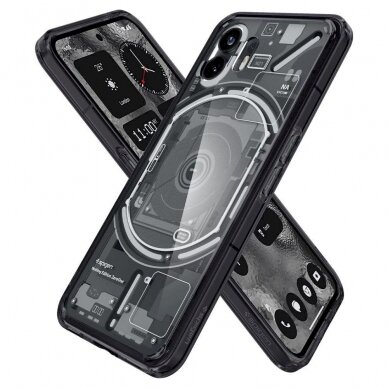 Apsauginis dėklas Spigen Ultra Hybrid case skirta Nothing Phone 2 - pilkos spalvos ir Juodas 8