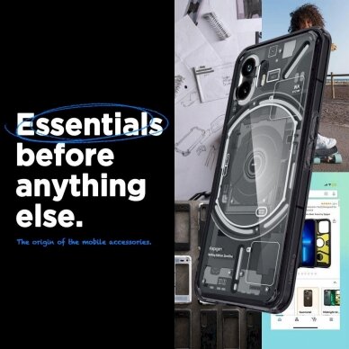 Apsauginis dėklas Spigen Ultra Hybrid case skirta Nothing Phone 2 - pilkos spalvos ir Juodas 9