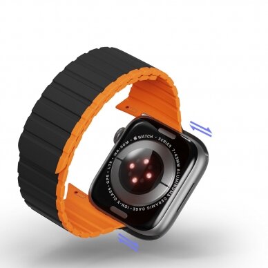Apyrankė Dux Ducis Magnetic Apple Watch SE, 9, 8, 7, 6, 5, 4, 3, 2, 1 (41, 40, 38mm) (LD Version) - Juoda/Oranžinė 10