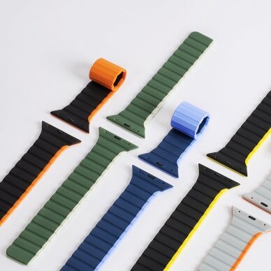 Apyrankė Dux Ducis Magnetic Apple Watch SE, 9, 8, 7, 6, 5, 4, 3, 2, 1 (41, 40, 38mm) (LD Version) - Juoda/Oranžinė 3