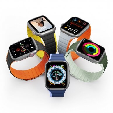 Apyrankė Dux Ducis Magnetic Apple Watch Ultra, SE, 9, 8, 7, 6, 5, 4, 3, 2, 1 (49, 45, 44, 42 mm) (LD Version) - Pilka/Oranžinė 1