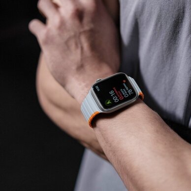 Apyrankė Dux Ducis Magnetic Apple Watch Ultra, SE, 9, 8, 7, 6, 5, 4, 3, 2, 1 (49, 45, 44, 42 mm) (LD Version) - Pilka/Oranžinė 5