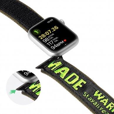 Apyrankė Dux Ducis Strap (Outdoor Version) Apple Watch 9, Ultra, SE, 8, 7, 6, 5, 4, 3, 2, 1 (49, 45, 44, 42 mm) Juoda/Žalia 7