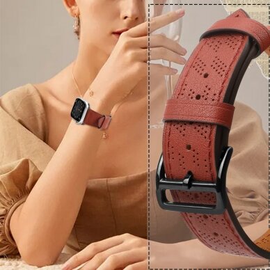 Apyrankė Leather strap for Apple Watch 9 / SE, 8, 7, 6, 5, 4, 3, 2, 1 (41, 40, 38 mm) Raudona 4