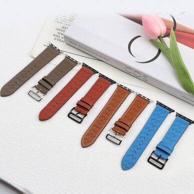 Apyrankė Leather strap for Apple Watch 9 / SE, 8, 7, 6, 5, 4, 3, 2, 1 (41, 40, 38 mm) Raudona 6