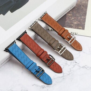 Apyrankė Leather strap for Apple Watch 9 / SE, 8, 7, 6, 5, 4, 3, 2, 1 (41, 40, 38 mm) Raudona 7