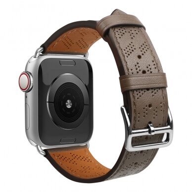 Apyrankė Leather strap for Apple Watch 9, SE, 8, 7, 6, 5, 4, 3, 2, 1 (41, 40, 38 mm) Tamsiai ruda 1
