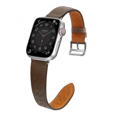 Apyrankė Leather strap for Apple Watch 9, SE, 8, 7, 6, 5, 4, 3, 2, 1 (41, 40, 38 mm) Tamsiai ruda 2