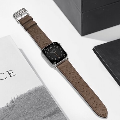 Apyrankė Leather strap for Apple Watch 9, SE, 8, 7, 6, 5, 4, 3, 2, 1 (41, 40, 38 mm) Tamsiai ruda 3