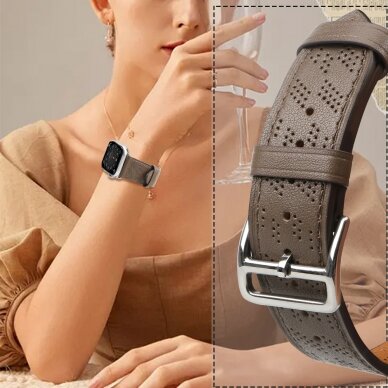 Apyrankė Leather strap for Apple Watch 9, SE, 8, 7, 6, 5, 4, 3, 2, 1 (41, 40, 38 mm) Tamsiai ruda 4