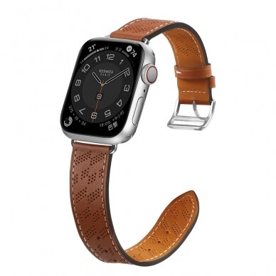 Apyrankė Leather strap for Apple Watch Ultra, SE, 8, 7, 6, 5, 4, 3, 2, 1 (49, 45, 44, 42 mm) Ruda 2