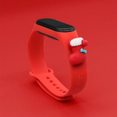 Apyrankės dirželis Strap Xmas Xiaomi Mi Band 4 / Mi Band 3 Christmas holidays raudonas (sock) 1