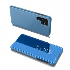 Atverčiamas Dėklas Clear View Skirtas Samsung Galaxy S22 Ultra Mėlynas
