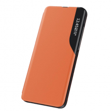 Atverčiamas dėklas Eco Leather View Case elegant bookcase Samsung Galaxy S21+ 5G (S21 Plus 5G) oranžinis