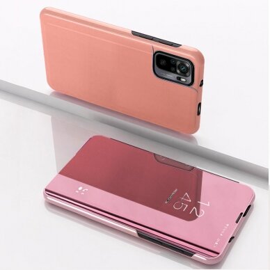 Akcija!!! Atverčiamas dėklas Clear View Case Xiaomi Redmi Note 10 5G / Poco M3 Pro Rožinis  8